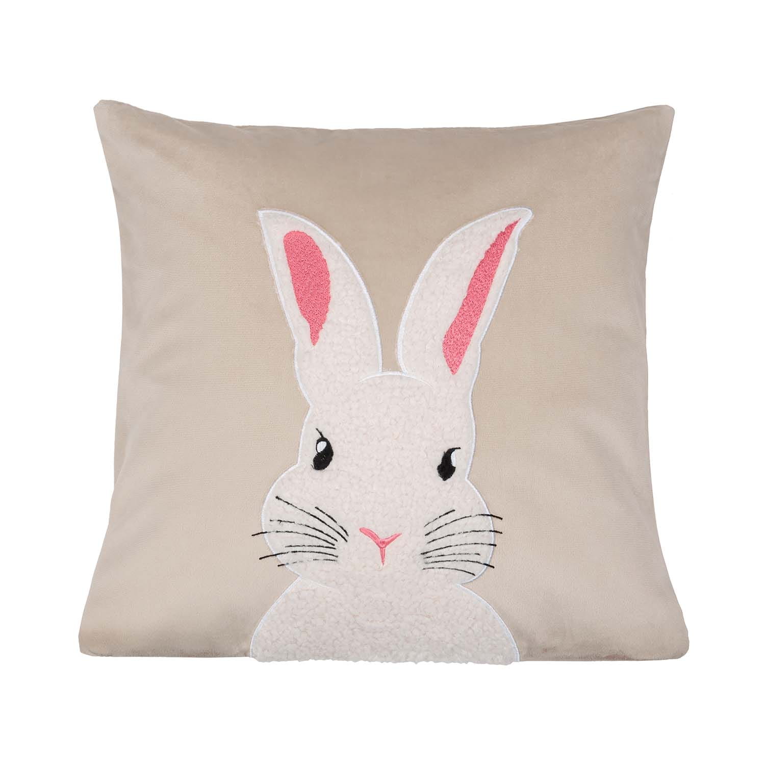 Beżowa Świąteczna Poszewka 45x45 BUNNY