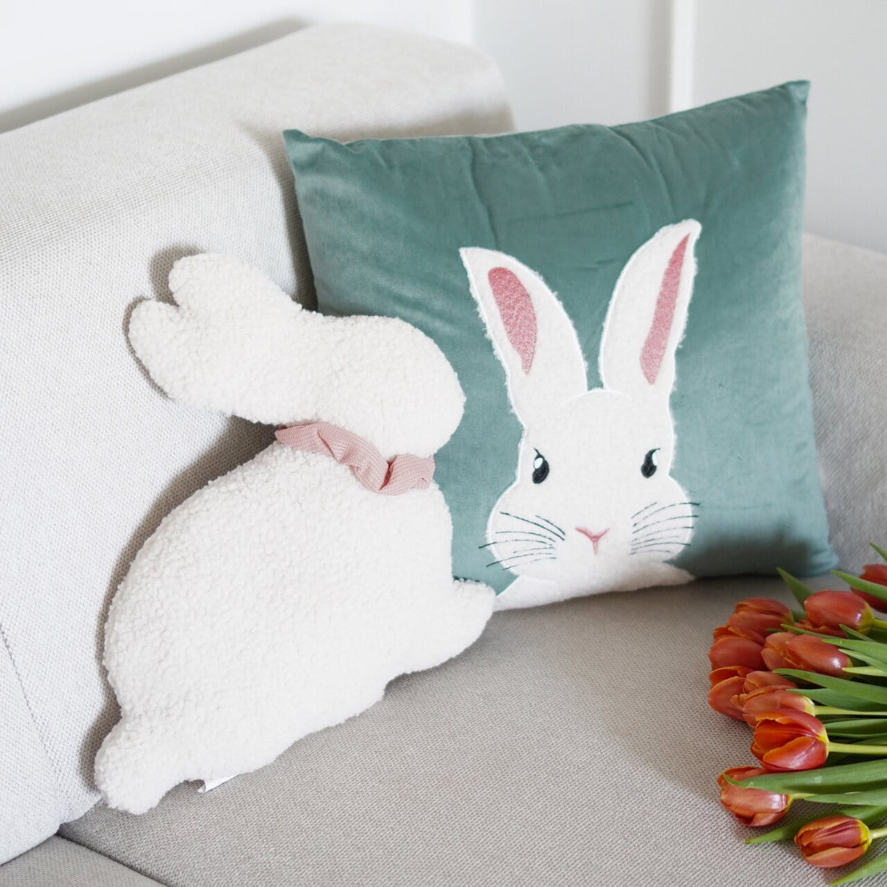 Szałwiowa Świąteczna Poszewka 45x45 BUNNY view 2